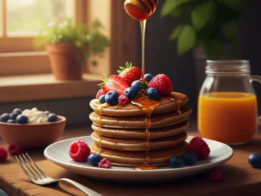 Pistachio-Stuffed Cottage Cheese Pancakes